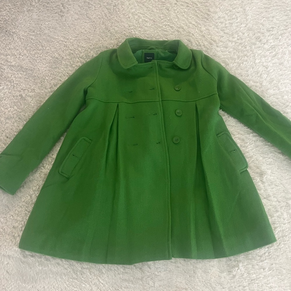 Gap Kids Girl’s Double Breasted Green Jacket With Pockets